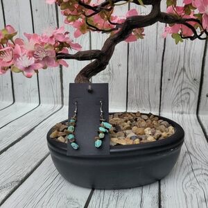 Beautifully Stacked Handmade Turquoise and Brown Stone Earrings